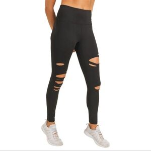 Mono B Black Distressed High-Waisted Leggings